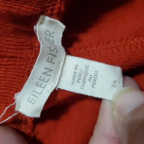 Eileen fisher organic cotton knit rust red orange pocket crop wide leg pants - Picture 3 of 8